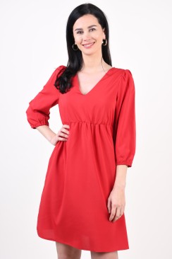 Rochie Vila Amalie V-Neck Barbados Cherry